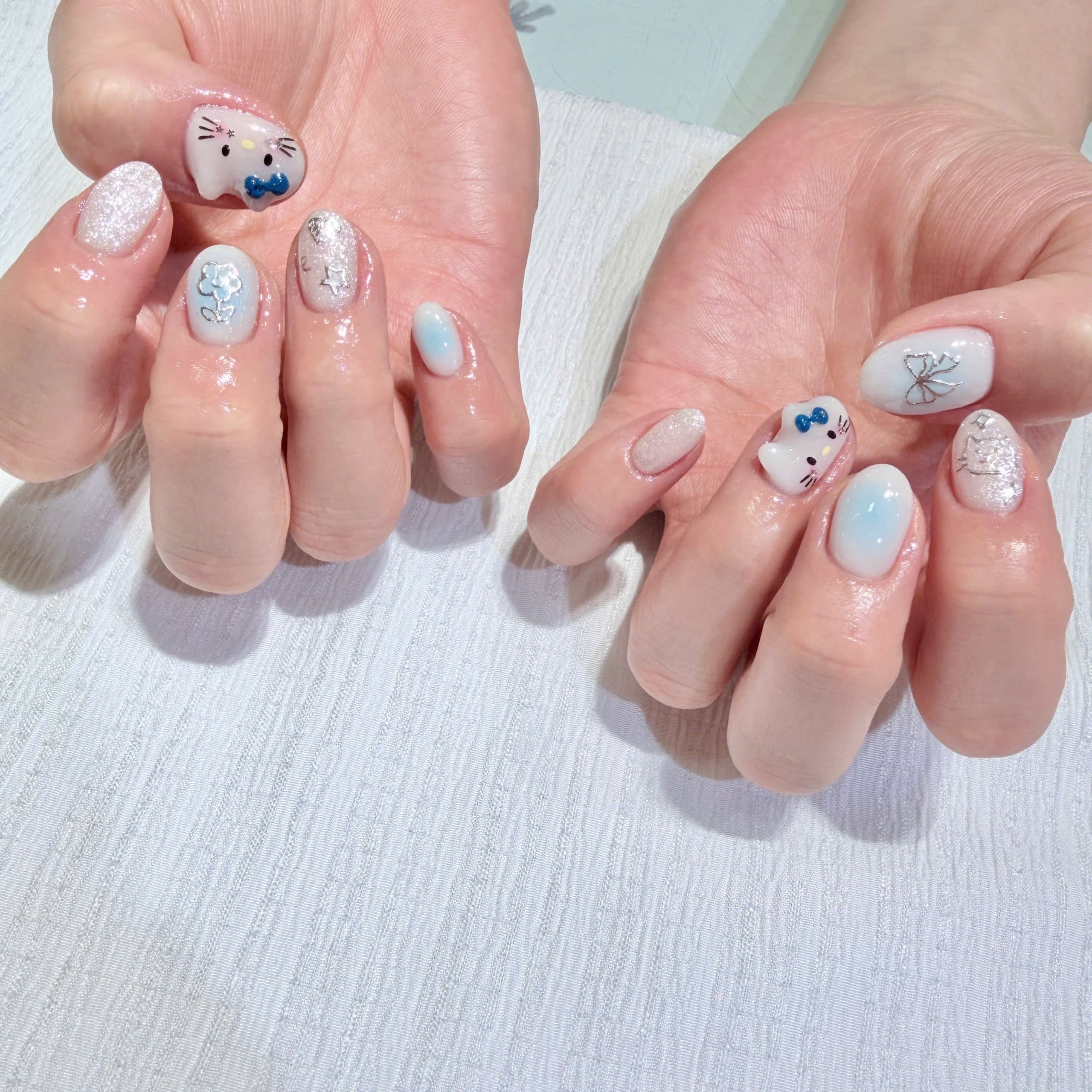 Mẫu gel hoạt hình móng tay nhân vật dễ thương