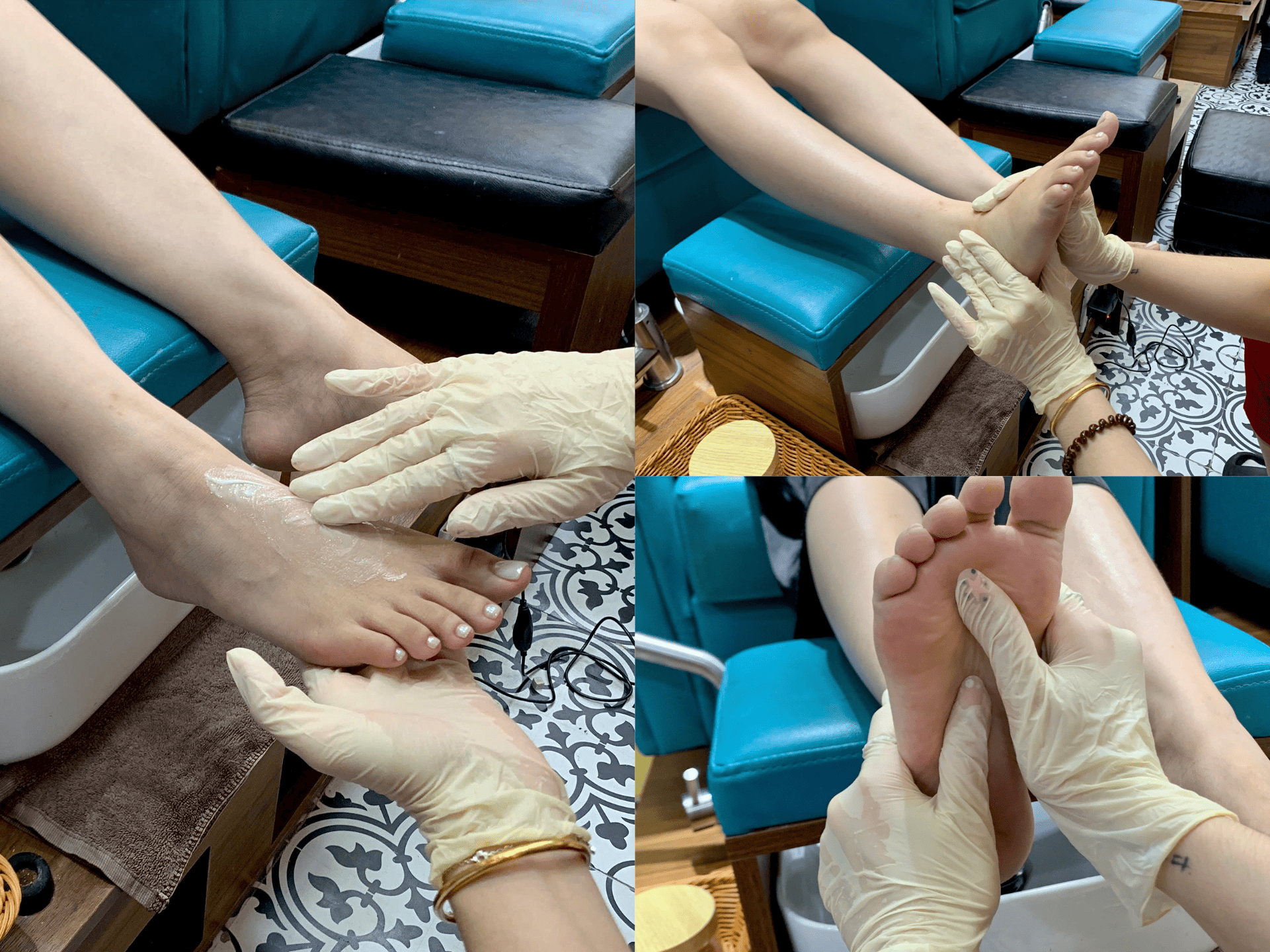 Bôi lotion và massage nhẹ nhàng cho đôi chân